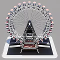 Creative Garden Ornament Featuring Ferris Wheel Model Metal Frame Colorful Cabins And White Base