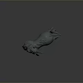 Gray Standing Unicorn 3D Model With Mane Horn And Dark Background Render 3d model