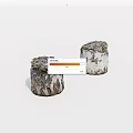 Two Natural Wooden Stumps With Stone Textured Surfaces And Mossy Details
