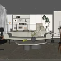 Middle-ancient style restaurant sofa coffee table combination cream style restaurant dining table and chair combination open restaurant island restaurant horizontal hall guest restaurant 3d model