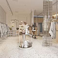 Modern Clothing Store Interior Design Featuring Apparel Racks Mannequins Seating Bench And Display Tables
