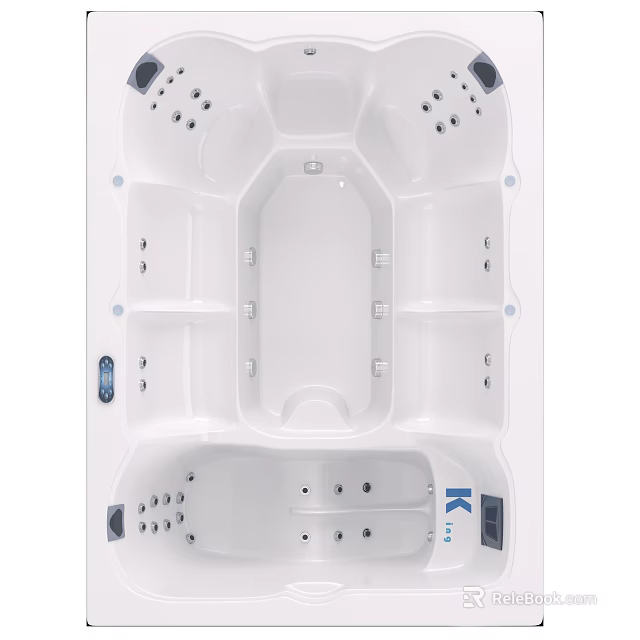 White Bathtub Interior Design With Multiple Massage Jets And Ergonomic Seats 3d model 
