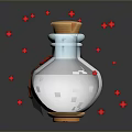 Red Glass Bottle With Wooden Cork Hanging Tag And Floating Red Petals