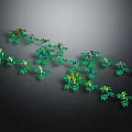 Colorful Decorative Plants With Green Leaves And Red Yellow Purple Blue Flowers In Natural Arrangement