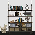 Industrial Style Storage Shelf Unit With Wooden Metal Shelves Books Decorative Items And Baskets