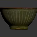 Green Exterior Purple Interior Ceramic Bowl With Striped Texture For Daily Home Use