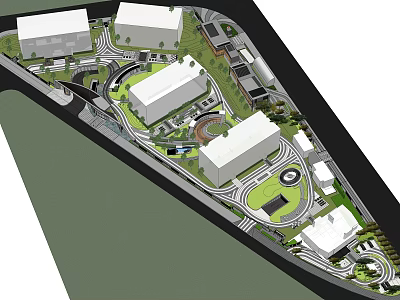 Residential Landscape Design Featuring Modern Buildings Green Spaces And Walking Paths 3d model