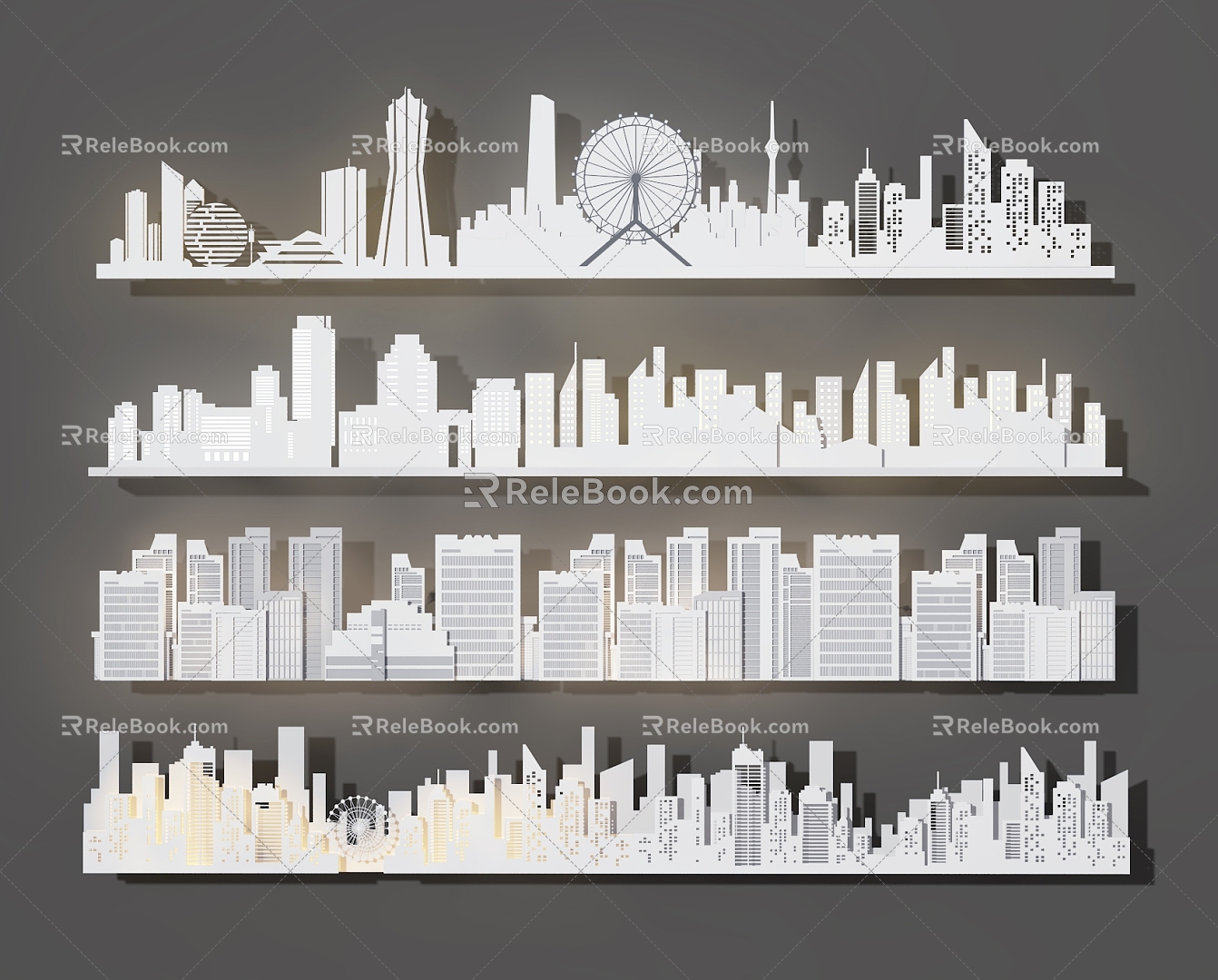 silhouette city silhouette background wall silhouette wall 3d model