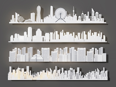 silhouette city silhouette background wall silhouette wall 3d model