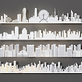 silhouette city silhouette background wall silhouette wall 3d model