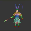 Monkey Warrior Character In Ornate Armor With Feathered Headdress And Staff