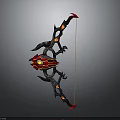 Mythical Red and Black Bow with Decorative Claw Elements and Glowing Red Core 3d model