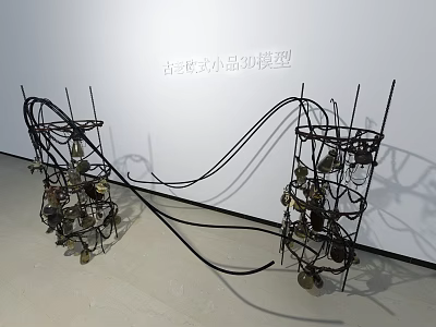 Ancient Style Iron Art Decorative Ornament Set With Small Hanging Sculptural Elements 3d model