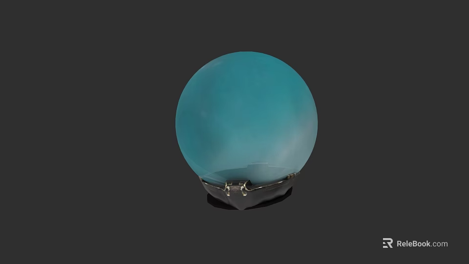 Blue Spherical Hat With Metal Base And Smooth Surface Design 3d model 
