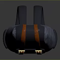 Stylish Blue Plaid Backpack With Orange Straps And Gold Square Buckles
