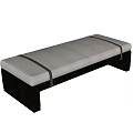 Modern Bed Bench With Beige Cushion And Black Frame Decorative Straps 3d model