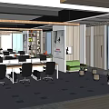 Modern Public Office Space With Open Layout Office Desks Chairs And Bookshelves