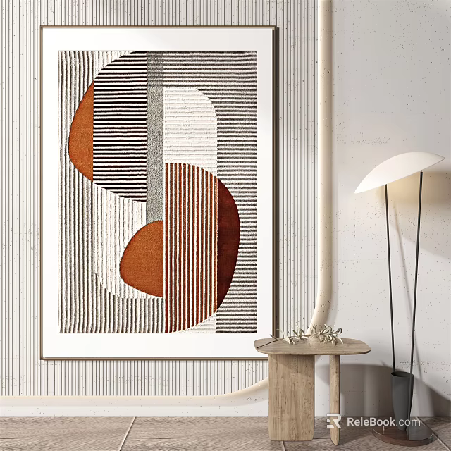 Stylish Modern Abstract Artwork Featuring Geometric Patterns For Living Room Decor 3d model