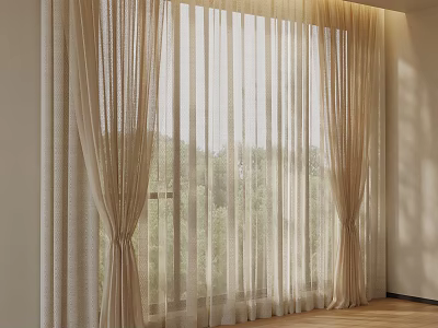 modern curtain gauze curtain 3d model