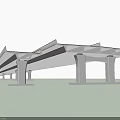 Sturdy Concrete Columns Supporting Elevated Viaduct Bridge Structure In Modern Design 3d model