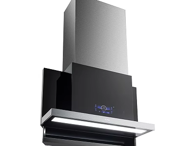 Modern Kitchen Range Hood With Black Stainless Steel Design And LED Lighting 3d model