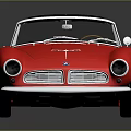 Red BMW Classic Convertible Car With Open Top And Retro Design