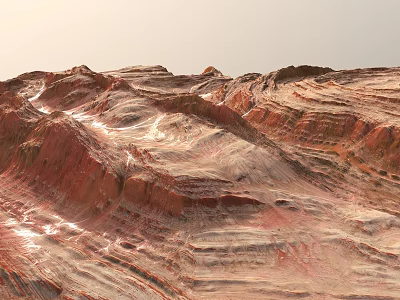 Stunning Layered Red Orange Mountain Landscape with Natural Geological Textures and Terrain 3d model