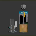 Urban Street Scene Components With Colorful Trash Bins Street Lamp Bus Stop Bench And Signboards