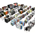 Colorful Books and Magazines in Various Sizes Scattered on White Background