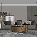 Modern Sofa Coffee Table Combination Simple 3d model