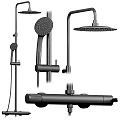 Modern Black Shower System With Rain Head Handheld Sprayer And Faucet Components 3d model