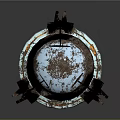 Futuristic Industrial Circular Structure With Blue Central Area And Orange Ring