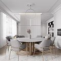 Modern Restaurant Interior Design With Round Dining Table Gray Chairs And Pendant Light