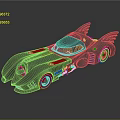Detailed Black Batmobile Model With Streamlined Design And Tail Fins 3d model