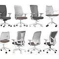 Modern Office Chairs With Mesh Back Various Colors And Rolling Wheels 3d model