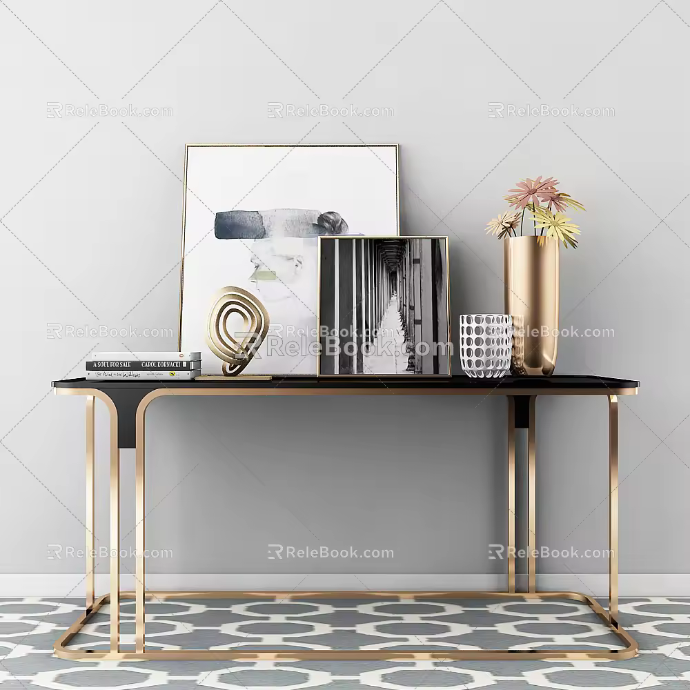 Light Luxury End View Desk 3d model