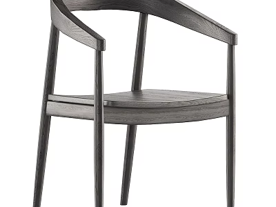 Modern Minimalist Wooden Accent Chair With Curved Armrests And Sleek Frame 3d model