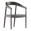 Modern Minimalist Wooden Accent Chair With Curved Armrests And Sleek Frame