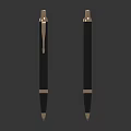 Two Sleek Black Metallic Pens With Gold Accents And Modern Design Pen Clips
