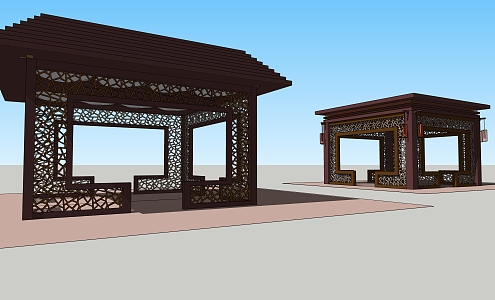 New Chinese Style Pavilion Landscape Wall 3d model