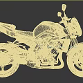 Black and White Modern Motorcycle with Gold Wheels Sporty Design and Street Style