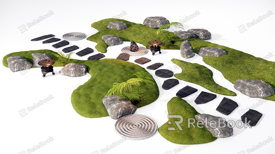 New Chinese Minor Terrain Tingbu Stone Tou Landscape Stone Bryophyte Courtyard Sits Landscape Landscaping model