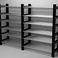 Black Metal Open Multi Tiered Shelf Set for Decorative Ornament Arrangement