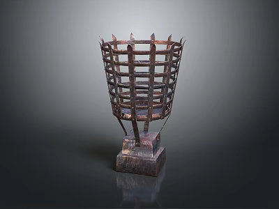 Stylish Metal Grid Design Household Storage Basket With Square Base Structure 3d model