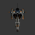 Detailed Sci Fi Mechanical Spaceship Model With Silver Blue Orange Intricate Design