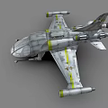 Silver Fighter Jet 3D Model With Yellow Stripes And Detailed Cockpit