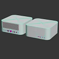 High Quality White Square Wireless Speakers with Modern Control Buttons and Ports