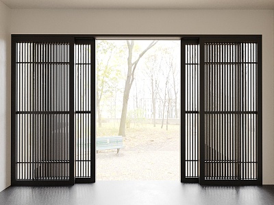 solid wood sliding door 3d model