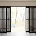 solid wood sliding door 3d model