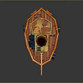 Red and Yellow Toy Boat with Chimney Cabin Tires and Rear Paddle